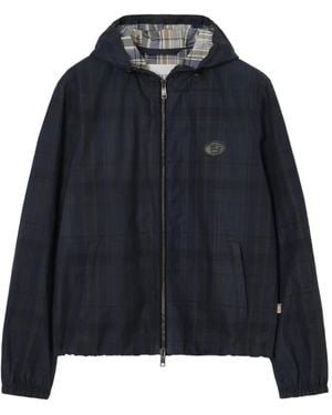 Burberry Check Cotton Hooded Jacket - Blue