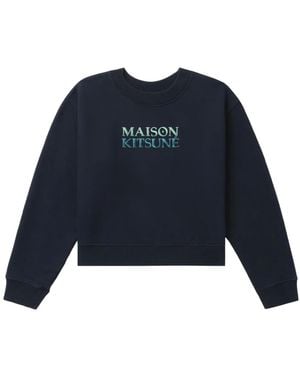Maison Kitsuné Logo-Embroidered Sweatshirt - Blue