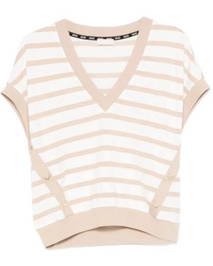 Liu Jo Striped V-Neck T-Shirt - White