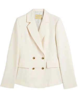Momoní Sierra Double-Breasted Flap-Pocket Jacket - White