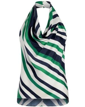 Adam Lippes Cusette Striped Halter Top - Blue