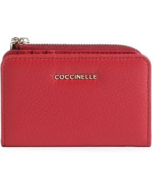 Coccinelle Logo-Stamp Pebbled-Leather Wallet - Red