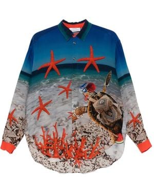 The Artistylist Graphic-Print Silk Shirt - Blue