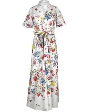 Mary Katrantzou Como Fruit-Print Belted Maxi Dress - White