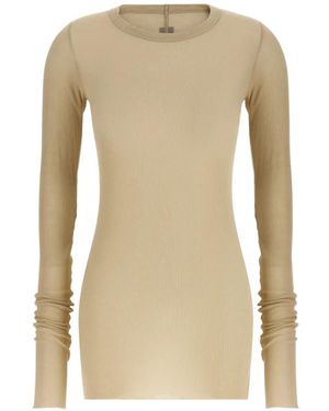 Rick Owens Rib Ls Fitted Ribbed Top - Natural