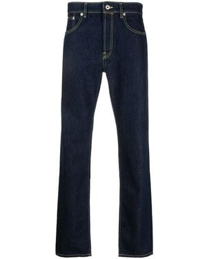 KENZO Logo-Patch Straight-Leg Jeans - Blue
