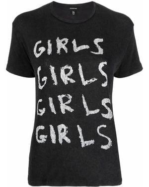 R13 Slogan-Print Short-Sleeved T-Shirt - Black