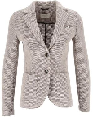 Circolo 1901 Waffle-Knit Notched-Lapels Blazer - White