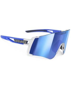 Salice Geometric-Frame Logo-Plaque Sunglasses - Blue