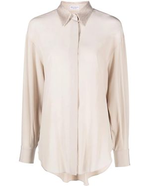 Brunello Cucinelli Sequin Detailing Silk Shirt - White