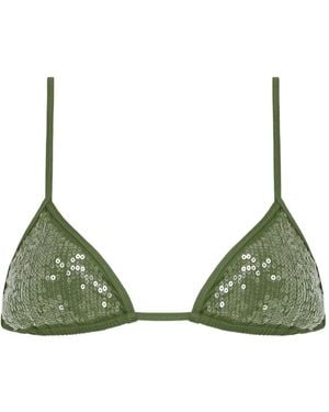 Tropic of C Equator Sequin-Embellished Bikini Top - Green