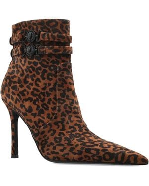 Kurt Geiger Leopard-Print Heeled Ankle Boots - Brown