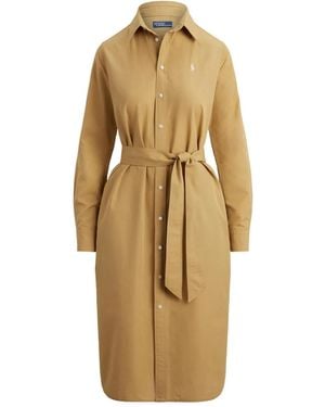 Polo Ralph Lauren Polo Pony Belted Shirt Dress - Natural