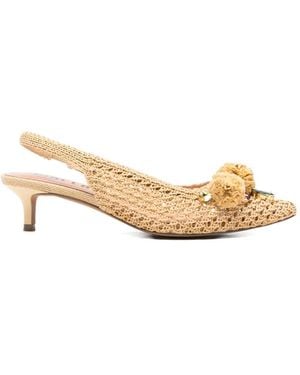 Bibi Lou Acer Embellished Raffia-Effect Pumps - Natural