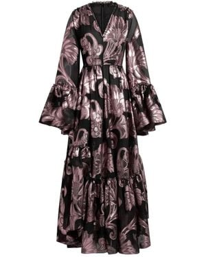 Etro Coupé メタリック フローラル ワンピース - ホワイト