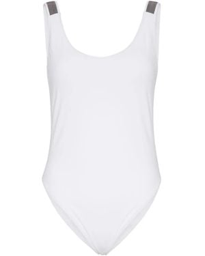 Brunello Cucinelli Swimsuit With Monili Chain Embellishment - White