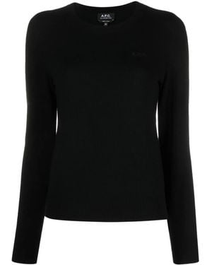 A.P.C. Logo-Embroidered Virgin-Wool Sweater - Black