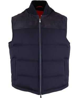 Isaia スエード キルティング ベスト - ブルー