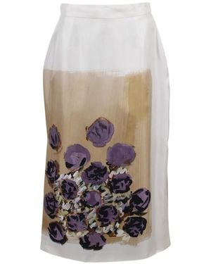 Antonio Marras Floral-Print Midi Skirt - White