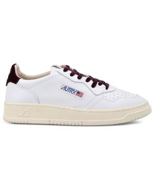 Autry Medalist Velvet-Trim Sneakers - White