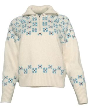 Calle Del Mar Call Del Mar Fair Isle Zip Knitwear - White