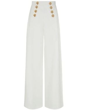 Violante Nessi Viotti Button Wide-Leg Pallazo Trousers - White