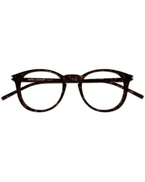 Saint Laurent Tortoiseshell Round-Frame Glasses - Black