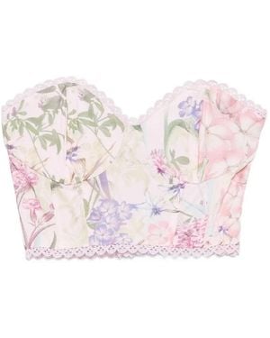 Charo Ruiz Bio Floral-Print Lace-Trim Top - Pink