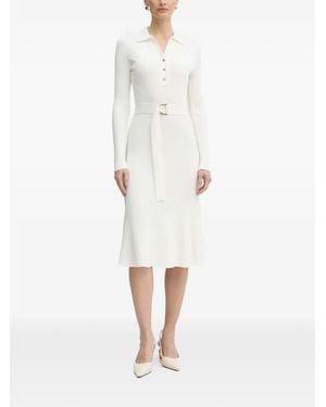 MARCIANO BY GUESS Buttoned Polo-Collar Midi Dress - White