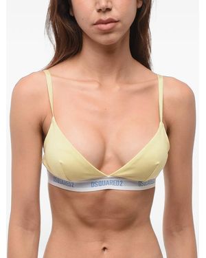 DSquared² Logo-Lettering Triangle Bra - Green