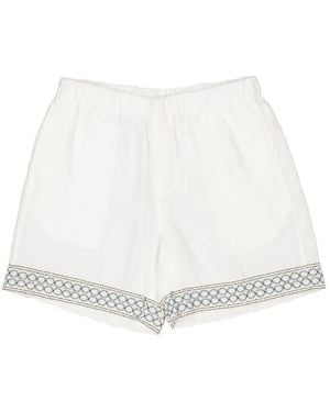 Commas Embroidered-Detail Shorts - White