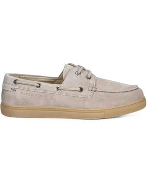 Marc O' Polo Lace-Up Suede Boat Shoes - White