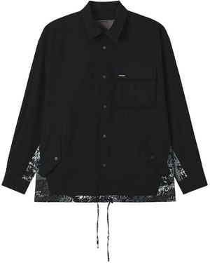 Musium Div. Paisley Panel Pocket Shirt - Black