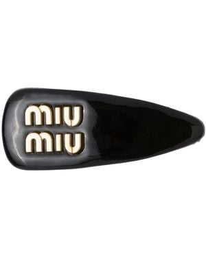 Miu Miu Patent Leather Hair Clip - Black