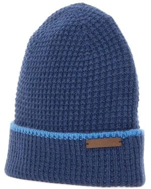 Kiton Logo-Tag Beanie Hat - Blue