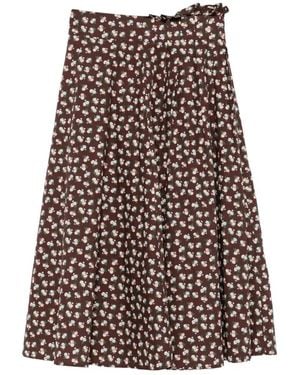 MSGM Floral-Print Pleated Midi Skirt - White