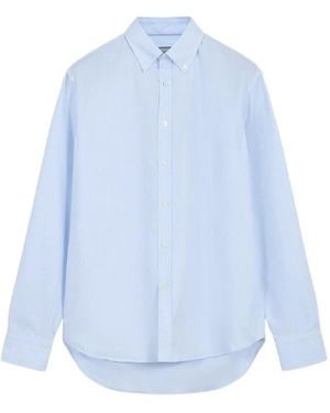 Canali Vertical-Stripe Button-Down Shirt - Blue
