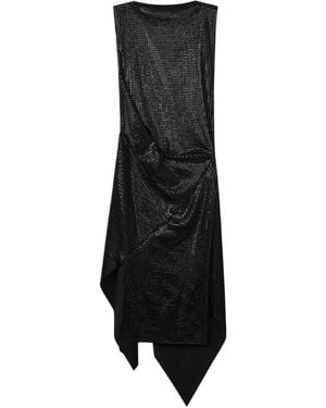 Gcds Asymmetric Draped Midi Dress - Black