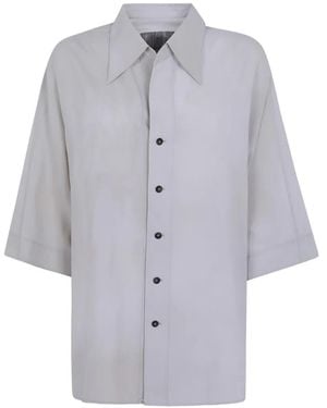 Ziggy Chen Short-Sleeve Pointed-Collar Shirt - Grey