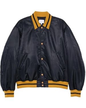 Rhude Logo-Patch Striped-Trim Jacket - Blue
