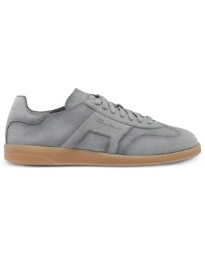 Santoni Logo-Print Suede Sneakers - Gray