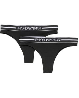Emporio Armani Lot De Deux Strings À Logo À La Taille - Black