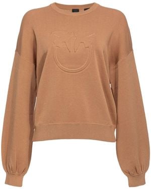 Pinko Love Birds-Embossed Jumper - Brown