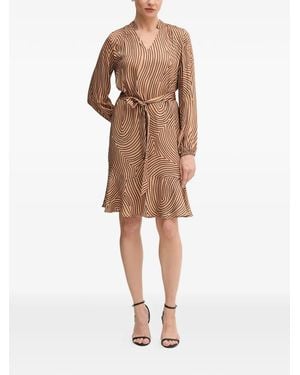 MARC AUREL Tie-Waist Patterned Mini Dress - Natural