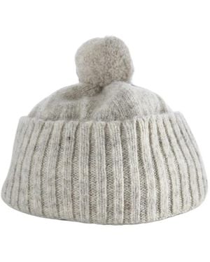 MHL by Margaret Howell Mhl. Pompom-Detail Ribbed-Knit Beanie Hat - Grey
