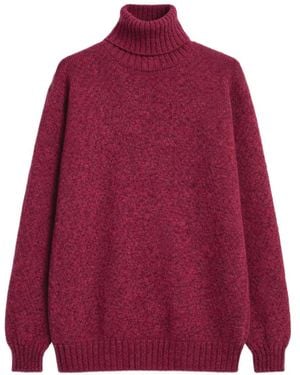 Fortela Shetland Turtleneck Wool Jumper - Red