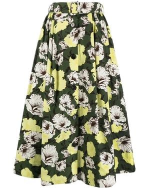 MSGM Hibiscus Camouflage-Print Skirt - Green