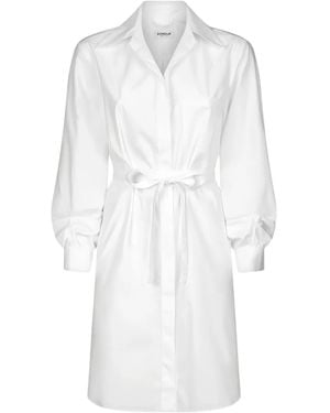 Dondup Balloon-Sleeve Midi Shirt Dress - White