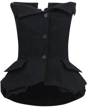 Magda Butrym Off-Shoulder Peplum Blouse - Black