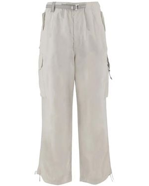 and wander ワイド カーゴパンツ - グレー